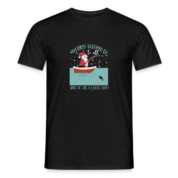 Frohe Fishmas an alle und einen guten Biss - Männer T-Shirt - Schwarz - Vorne - AI Model Male 178 light (178cm)