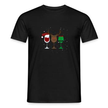 Weinglas Weihnachtsmann Elf Rentier Trinken Cool - Männer T-Shirt - Schwarz - Vorne - AI Model Male 178 light (178cm)