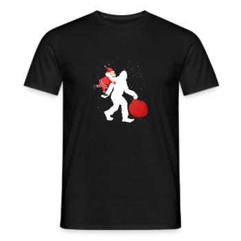 Père Noël chevauchant Bigfoot Sasquatch Drôle - T-shirt homme - noir - Devant - AI Model Male 178 light (178cm)