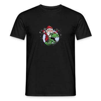 Dinosaur T Rex Christmas Santa Claus - Men's T-Shirt - black - Front - AI Model Male 178 light (178cm)