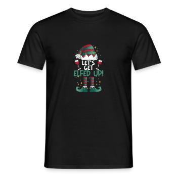 Let's Get Elfed Up Funny Drinking Christmas Elf - Men's T-Shirt - black - Front - AI Model Male 178 light (178cm)