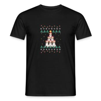 French Bulldog Christmas Tree Dog Santa - Men's T-Shirt - black - Front - AI Model Male 178 light (178cm)