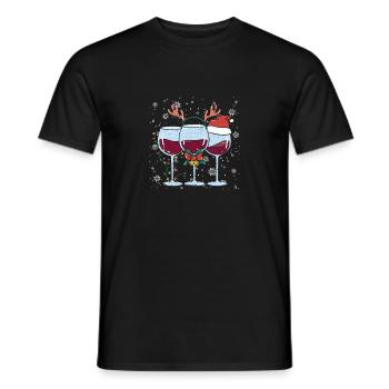 Funny Wine Christmas Santa Hat Xmas Lights - Men's T-Shirt - black - Front - AI Model Male 178 light (178cm)