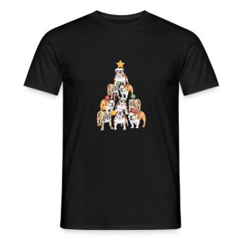 English Bulldog Christmas Tree Dog Christmas - Men's T-Shirt - black - Front - AI Model Male 178 light (178cm)
