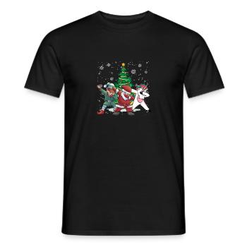 Dabbing Santa Claus Elf Unicorn Christmas Tree - Men's T-Shirt - black - Front - AI Model Male 178 light (178cm)