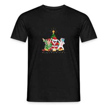 Dabbing Santa Claus Elf Unicorn Christmas Tree - Men's T-Shirt - black - Front - AI Model Male 178 light (178cm)