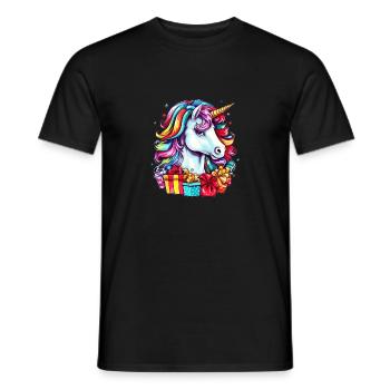 Christmas Gifts with Unicorn Christmas Theme - Men's T-Shirt - black - Front - AI Model Male 178 light (178cm)
