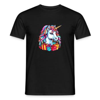 Einhorn Motto Weihnachtsfeier - Niedliches Einhorn - Männer T-Shirt - Schwarz - Vorne - AI Model Male 178 light (178cm)
