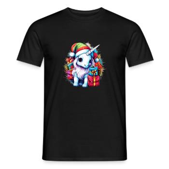 Entzückende Einhorn-Weihnachten, magisches Einhorn-Design - Männer T-Shirt - Schwarz - Vorne - AI Model Male 178 light (178cm)