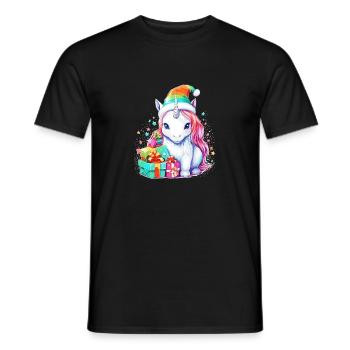 Unicorn Graphics - Niedliche Einhorn-Weihnachten - Männer T-Shirt - Schwarz - Vorne - AI Model Male 178 light (178cm)