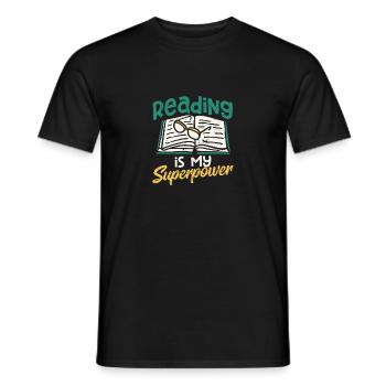Lesen ist meine Superkraft Lustiges Buch Nerds - Männer T-Shirt - Schwarz - Vorne - AI Model Male 178 light (178cm)