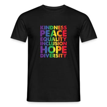 Kindness Peace Equality Love Inclusion Hope LGBT - Men's T-Shirt - black - Front - AI Model Male 178 light (178cm)