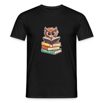 Funny Reading Owl Bookworm Book Lover - Men's T-Shirt - black - Front - AI Model Male 178 light (178cm)