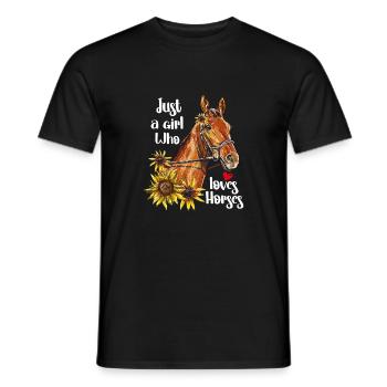 Horse Lover Gift Just A Girl Who Loves Horses - Men's T-Shirt - black - Front - AI Model Male 178 light (178cm)