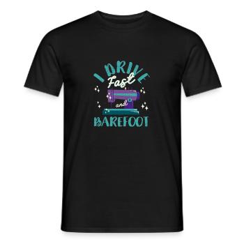 I drive fast and barefoot quilting knitting - Men's T-Shirt - black - Front - AI Model Male 178 light (178cm)