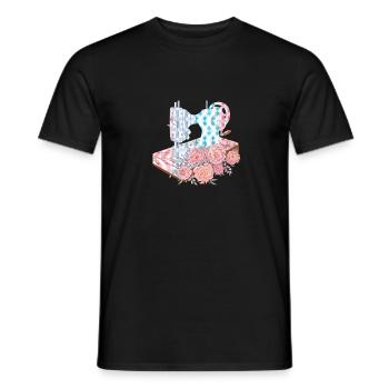 Floral Sewing Machine Flower Seamstress Hobby Seamstress - Men's T-Shirt - black - Front - AI Model Male 178 light (178cm)