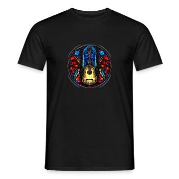 Conception de guitare en mosaïque de verre - Art de guitare unique - T-shirt homme - noir - Devant - AI Model Male 178 light (178cm)