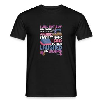 Je ne vais pas acheter une machine à coudre en tissu Drôle - T-shirt homme - noir - Devant - AI Model Male 178 light (178cm)