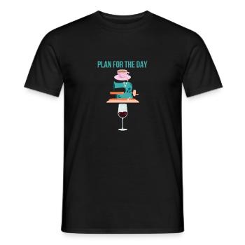 Plan For The Day Coffee Sewing Machine Wine Funny - Men's T-Shirt - black - Front - AI Model Male 178 light (178cm)