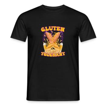 Gluten Tolerant Healthy Nutrition Celiac Food Pun - Men's T-Shirt - black - Front - AI Model Male 178 light (178cm)