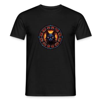 Art du vitrail - Chat coloré élégant - T-shirt homme - noir - Devant - AI Model Male 178 light (178cm)