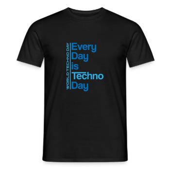 World Techno Day Hard Dark Acid Techno - Men's T-Shirt - black - Front - AI Model Male 178 light (178cm)