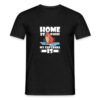 Home Is Where My Capybara Is Capibara Owner Rodent - Men's T-Shirt - black - Front - AI Model Male 178 light (178cm)