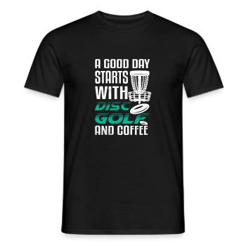 A Good Day Starts With Disc Golf Disc Golfer Frisb - Men's T-Shirt - black - Front - AI Model Male 178 light (178cm)