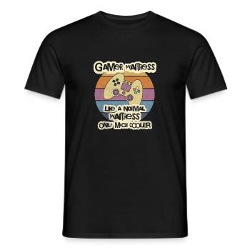 T-shirt de serveuse gamer, T-shirt de serveur, barman - T-shirt homme - noir - Devant - AI Model Male 178 light (178cm)