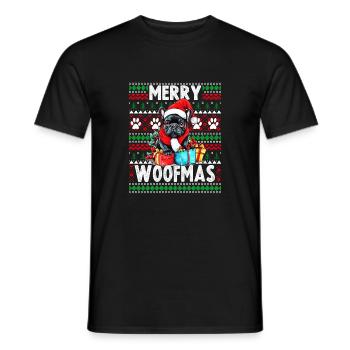 Pull de Noël moche Chien bouledogue Français - Chien Ch - T-shirt homme - noir - Devant - AI Model Male 178 light (178cm)