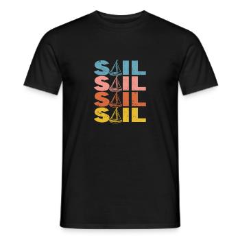 Sail Retro Vintage Sailing Silhouette Sailor Boat - T-shirt homme - noir - Devant - AI Model Male 178 light (178cm)