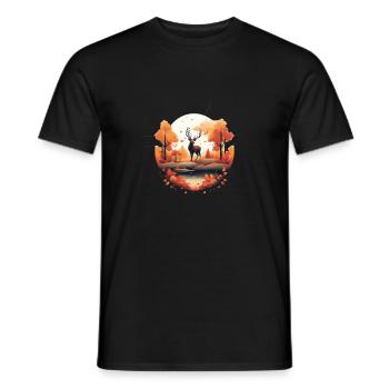 Herbstlicher Hirsch im Wald - Männer T-Shirt - Schwarz - Vorne - AI Model Male 178 light (178cm)