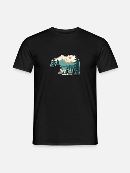 Wandern Berge Wildlife Natur Tier Bär Outdoor Wald - Männer T-Shirt - Schwarz