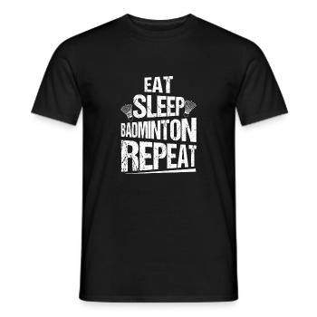 Manger dormir Badminton Répéter le terrain du joueur - T-shirt homme - noir - Devant - AI Model Male 178 light (178cm)