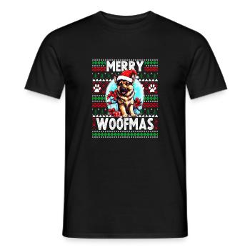 Family Christmas German Shepherd - Ugly Christmas - Men's T-Shirt - black - Front - AI Model Male 178 light (178cm)
