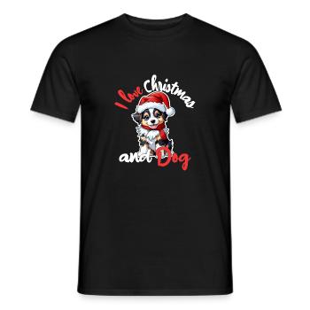 chien noel - j'aime noel et les chiens - T-shirt homme - noir - Devant - AI Model Male 178 light (178cm)