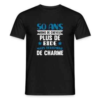 50 ans cadeau humour anniversaire homme beauf papa - T-shirt homme - noir - Devant - AI Model Male 178 light (178cm)