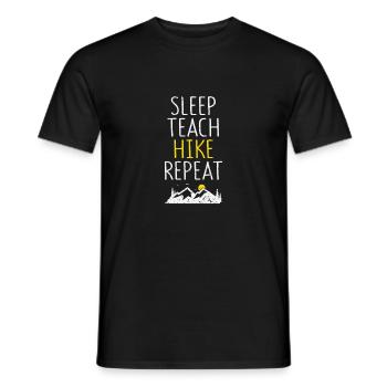 Dormir, Enseigner, Randonnée, Répéter, Drôle, Enseignant - T-shirt homme - noir - Devant - AI Model Male 178 light (178cm)