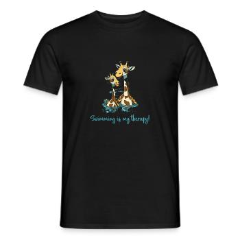 Swimming is my therapy Swimming lifeguard - Men's T-Shirt - black - Front - AI Model Male 178 light (178cm)