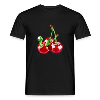Da ist der Wurm drin - Kirsche - Männer T-Shirt - Schwarz - Vorne - AI Model Male 178 light (178cm)