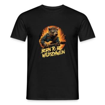 Born to be Wildschwein, Lustiges Wortspiel, Jäger - Männer T-Shirt - Schwarz - Vorne - AI Model Male 178 light (178cm)