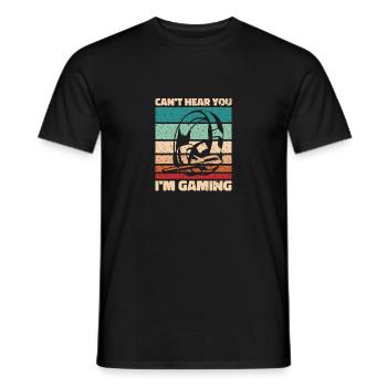 Can't Hear You In Gaming - Cool Gaming Design - Men's T-Shirt - black - Front - AI Model Male 178 light (178cm)