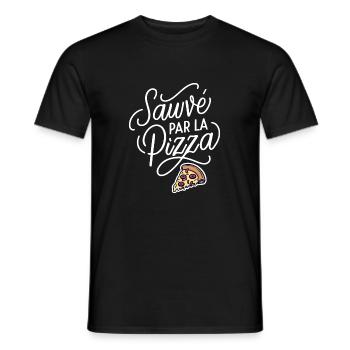 Sauvé par la pizza - T-shirt homme - noir - Devant - AI Model Male 178 light (178cm)