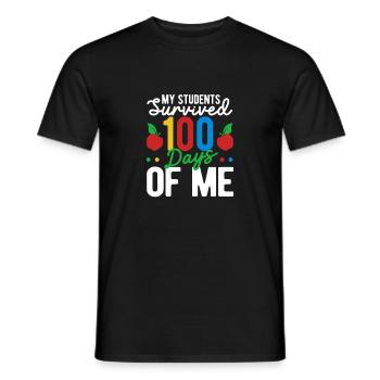 Meine Schüler überlebten 100 Tage Lehrer 100. Tag - Männer T-Shirt - Schwarz - Vorne - AI Model Male 178 light (178cm)