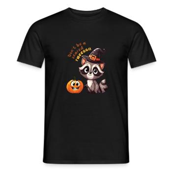 halloween scared raccoon - Men's T-Shirt - black - Front - AI Model Male 178 light (178cm)