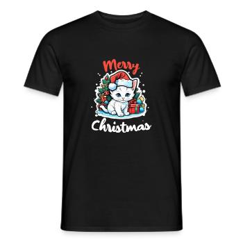 Christmas Cat - Merry Christmas - Men's T-Shirt - black - Front - AI Model Male 178 light (178cm)