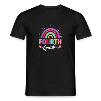 Fourth Grade 4th Rainbow Teacher Student 100 Day - Men's T-Shirt - black - Front - AI Model Male 178 light (178cm)