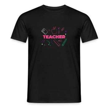 Pink Teacher 90s Teacher Students Day 100 - Men's T-Shirt - black - Front - AI Model Male 178 light (178cm)