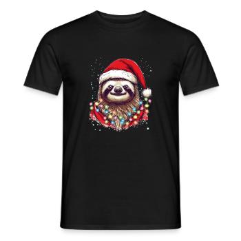 Merry Slothmas - Funny Cute Sloth Design Christmas - Men's T-Shirt - black - Front - AI Model Male 178 light (178cm)