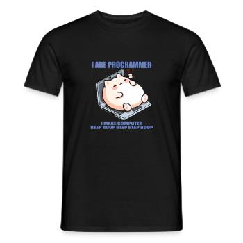 Ich bin Programmierer, fette schlafende Katze - Männer T-Shirt - Schwarz - Vorne - AI Model Male 178 light (178cm)